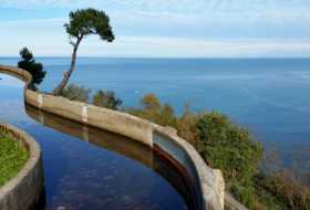 Espagne pays basque espagnol Euskadi Guipuzcoa Cantabrique San Sebastian Concha plage Igeldo Urgull baie Donostia Le Golfe de Gascogne vu du sommet du Monte Igeldo à San Sebastian 