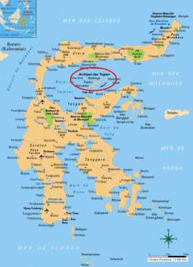 Enclavées dans l'île principale de Sulawesi en Indonésie, les îles paridisiaquesTogian Enclavées dans l'île principale de Sulawesi en Indonésie, les îles paridisiaquesTogian