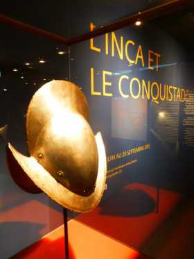 L'entrée de l'exposition "L'Inca et le conquistador" au Musée du Quai Branly à Paris 