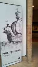 l'entrée de l'expo "Voyages" de Philippe Djian, au département des peintures du Louvre 