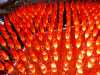 Expo Milano 2015 Milan Italie Exposition universelle Les tulipes musicales d’un rouge lumineux du pavillon d'Azerbaïdjan